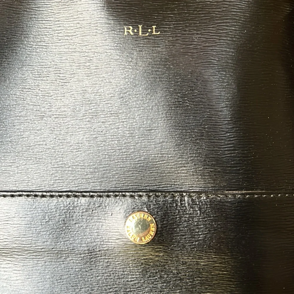 Ralph Lauren, black, leather hobo purse with 2 handles - Picture 2 of 10